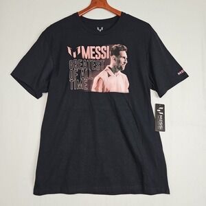 Lionel Messi T-Shirt Men's Sz Large Black‎ Greatest Of All Time Miami Soccer New